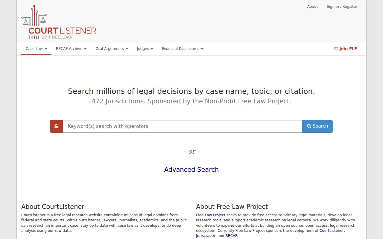 CourtListener and RECAP federal case search