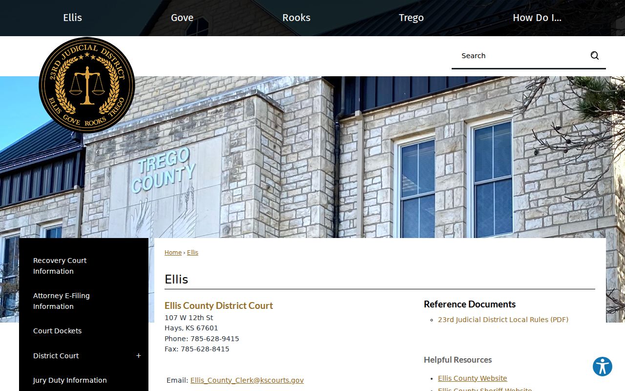Official Ellis County District Court office and contact page